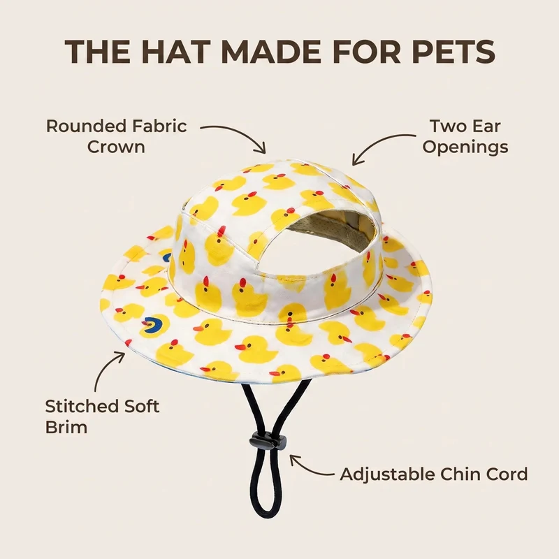 Cute Pet Sun Hat – Adjustable Outdoor Bucket Hat for Dogs & Cats