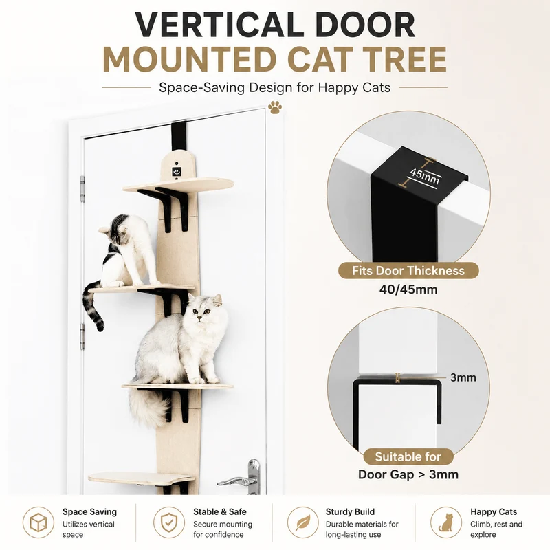 Door-Mounted Cat Climber – Space-Saving Multi-Level Cat Tree