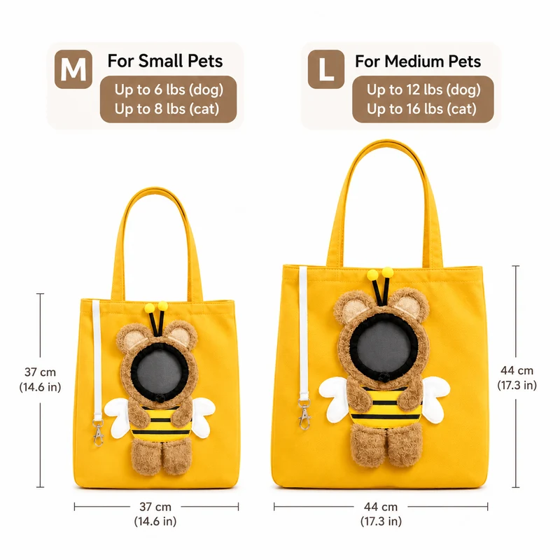 Cute Character Pet Carrier Tote Bag – Canvas Shoulder Bag for Cats & Small Dogs