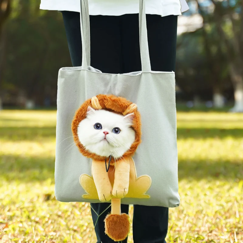 Cute Character Pet Carrier Tote Bag – Canvas Shoulder Bag for Cats & Small Dogs
