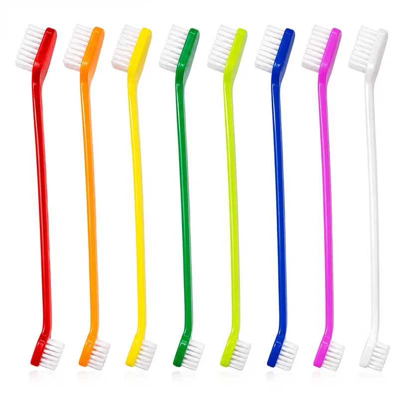 8-Pack Dual-Headed Pet Toothbrush Set for Dogs & Cats