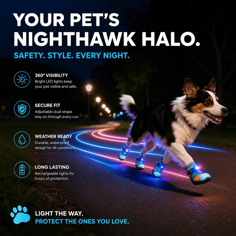 Motion-Activated LED Dog Boots – Breathable Anti-Slip Paw Protection Shoes - 2pcs