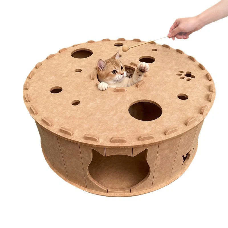 Felt Cat Tunnel & Hideaway – 2-in-1 Interactive Playhouse & Cozy Bed