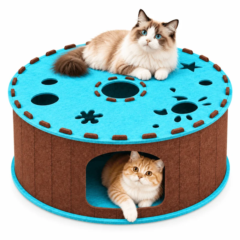 Felt Cat Tunnel & Hideaway – 2-in-1 Interactive Playhouse & Cozy Bed