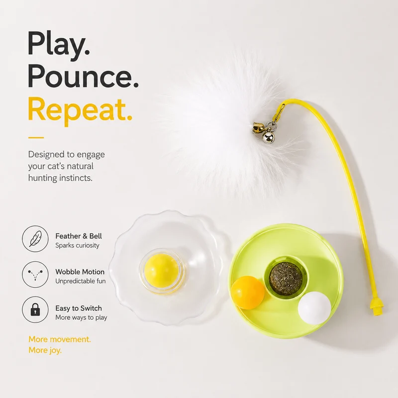 Interactive Cat Toy with Feather, Bell & Catnip