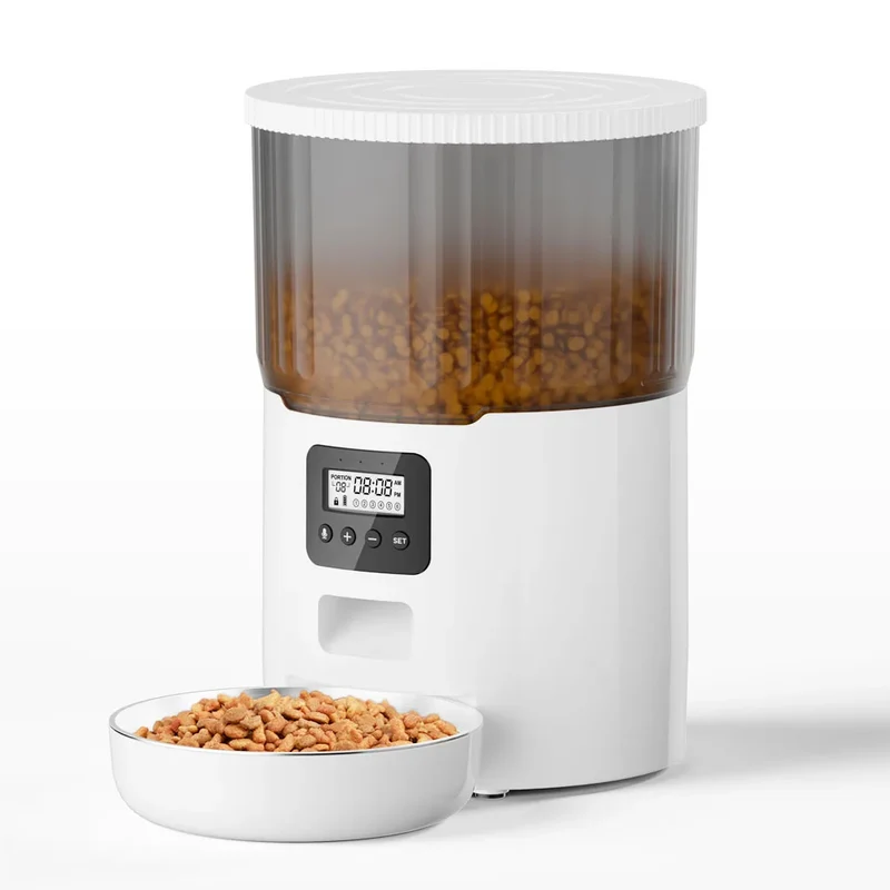 4L Button Smart Automatic Pet Feeder With Stainless Steel Bowl Timing Voice For Dog Cat Auto Feeding Bowl Pet Dry Food Dispenser