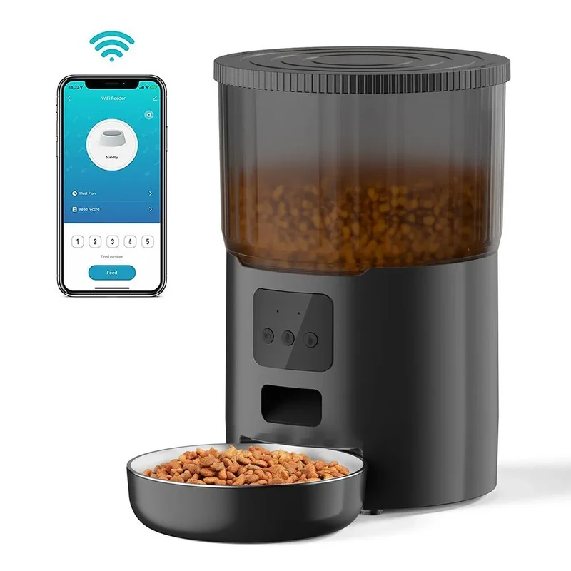 4L Button Smart Automatic Pet Feeder With Stainless Steel Bowl Timing Voice For Dog Cat Auto Feeding Bowl Pet Dry Food Dispenser