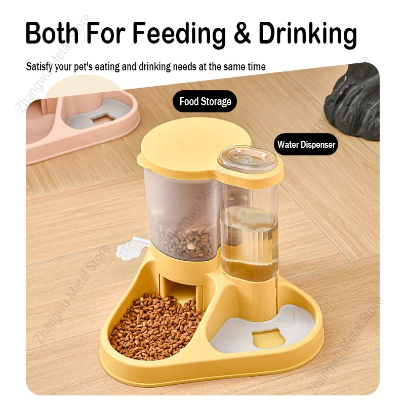 Large Capacity Dog Feeder Automatic Cat Drinker Water & Food Dispenser Pet Drinking & Feeding Bowl For Dogs Cats Food Storage