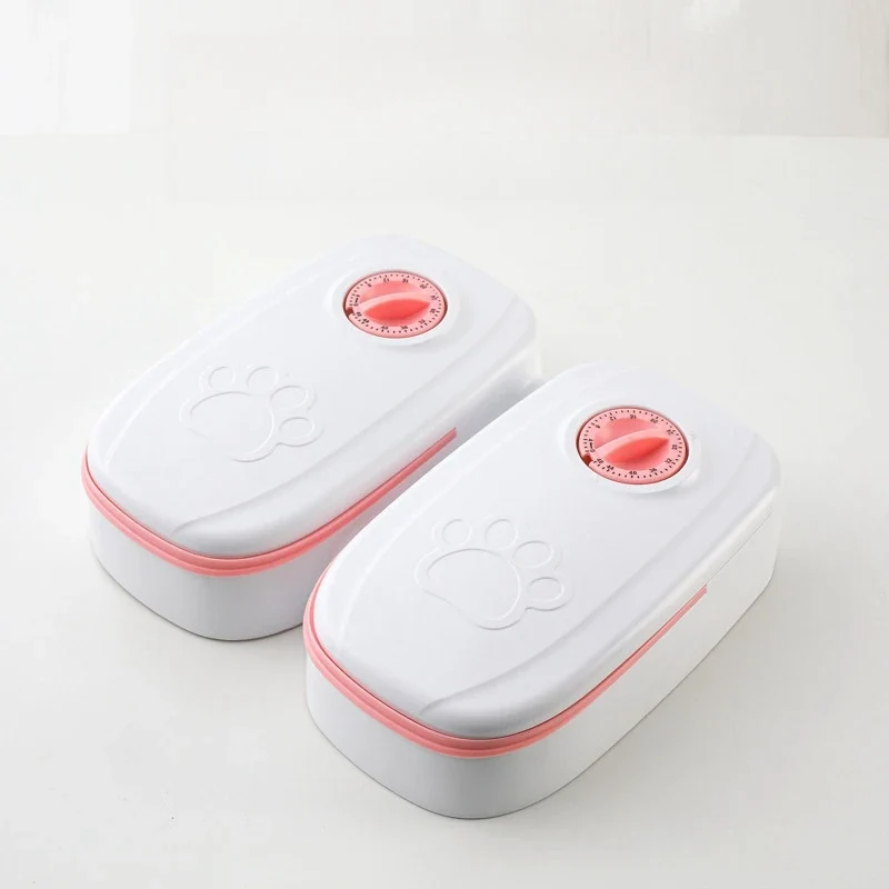 Pet Automatic Feeder Timed Quantification Separate Bowls for Dry Wet Feeding Easy to Clean Short-distance Travel Home Use