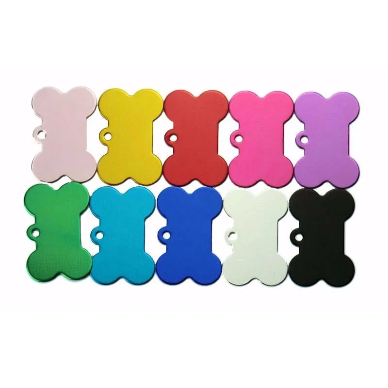 Wholesale 20pcs Bone Double Sides Personalized Dog ID Tags Aluminum Customized Cat Puppy Name Phone No. Tags Plate Keyrings