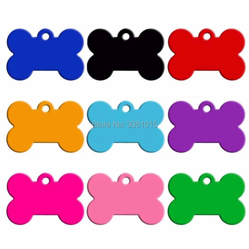 Wholesale 20pcs Bone Double Sides Personalized Dog ID Tags Aluminum Customized Cat Puppy Name Phone No. Tags Plate Keyrings