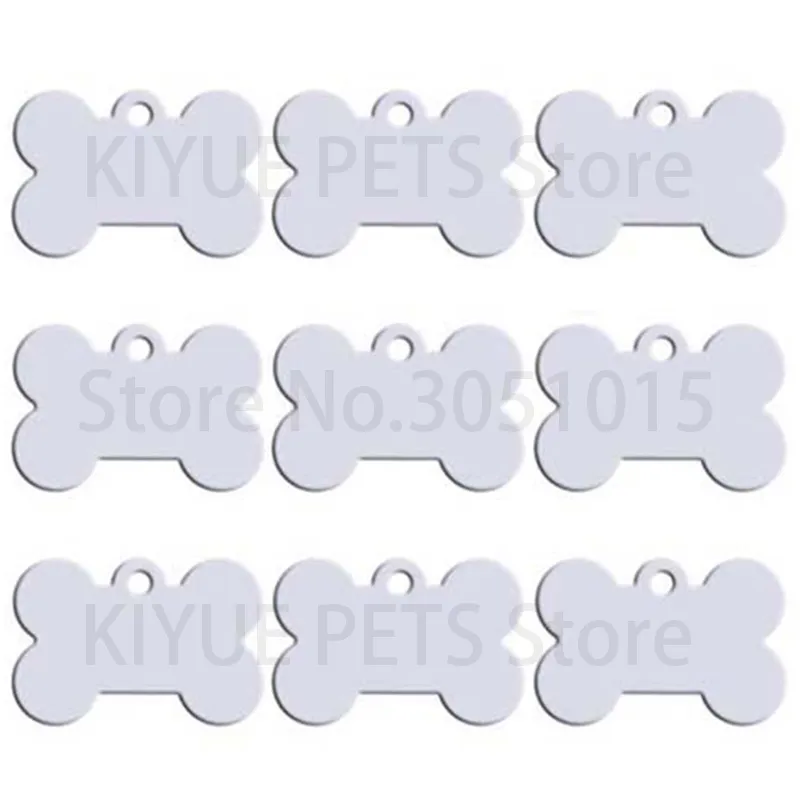 Wholesale 20pcs Bone Double Sides Personalized Dog ID Tags Aluminum Customized Cat Puppy Name Phone No. Tags Plate Keyrings