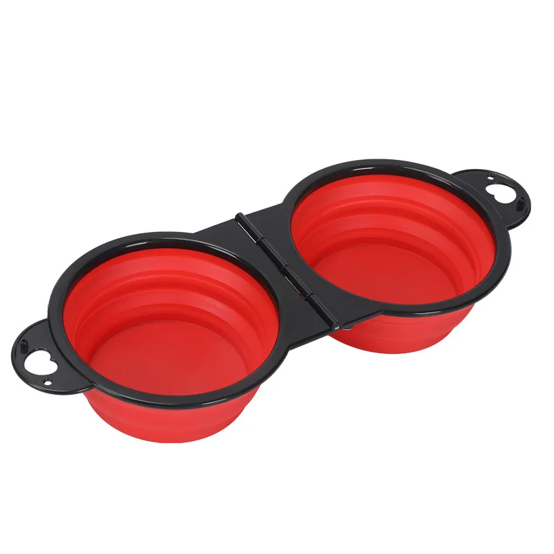 Foldable Portable Dog Double Bowl 2 In 1 pet feeder drinking dog bowls for dog outdoor travel cat dog feeding bowl Slow Food
