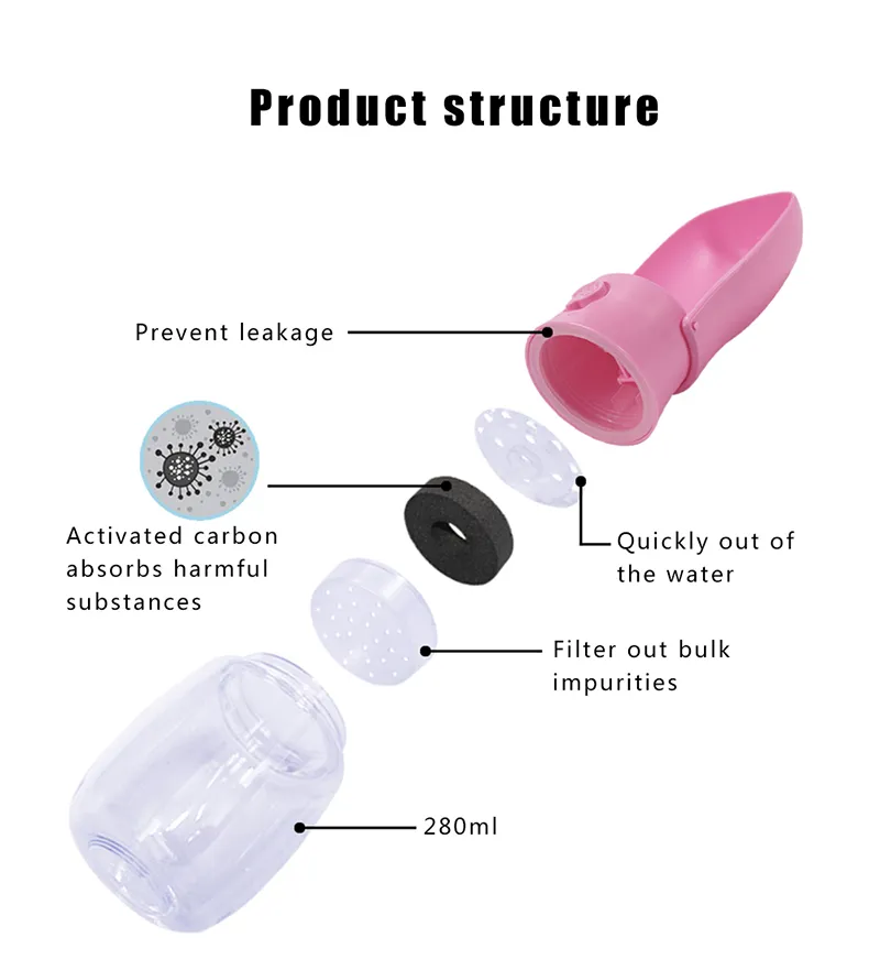 Original Design 300 ml Portable Pet Dog Water Bottle for Walking Feeder for Dogs Folded Bottle Water Dispenser