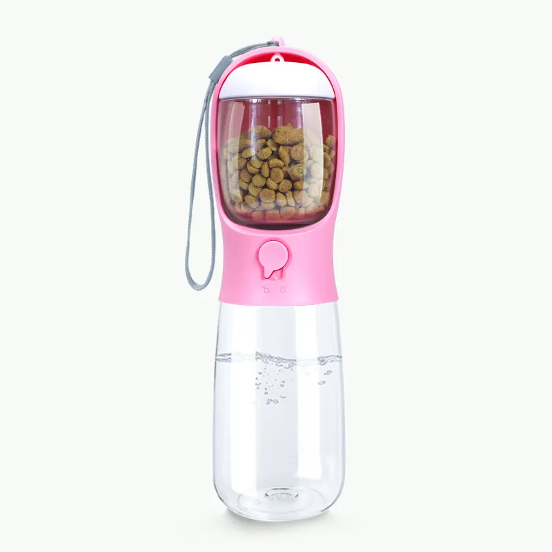 Food Grade material 2 in 1 Portable Pet Dog Water and Food Bottle for Walking Feeder for Dogs Drinking Bottle