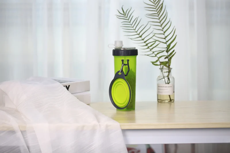 Portable Pet Cup Foldable 2in1 Pet Outdoor Water Food Bowl Pet Water Food Feeder Portable Travel Water Bottle