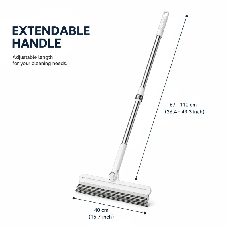 Pet Hair Remover Broom – Adjustable Carpet & Upholstery Fur Cleaner with Rotating Head