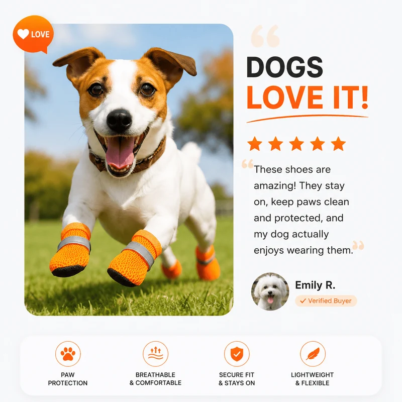 Breathable Mesh Dog Shoes – Anti-Slip Reflective Summer Paw Protection Boots