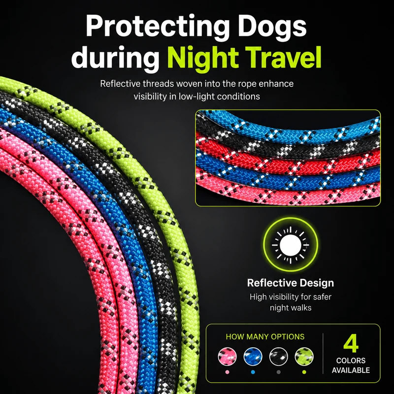 Reflective Nylon Dog Leash with Soft Padded Handle