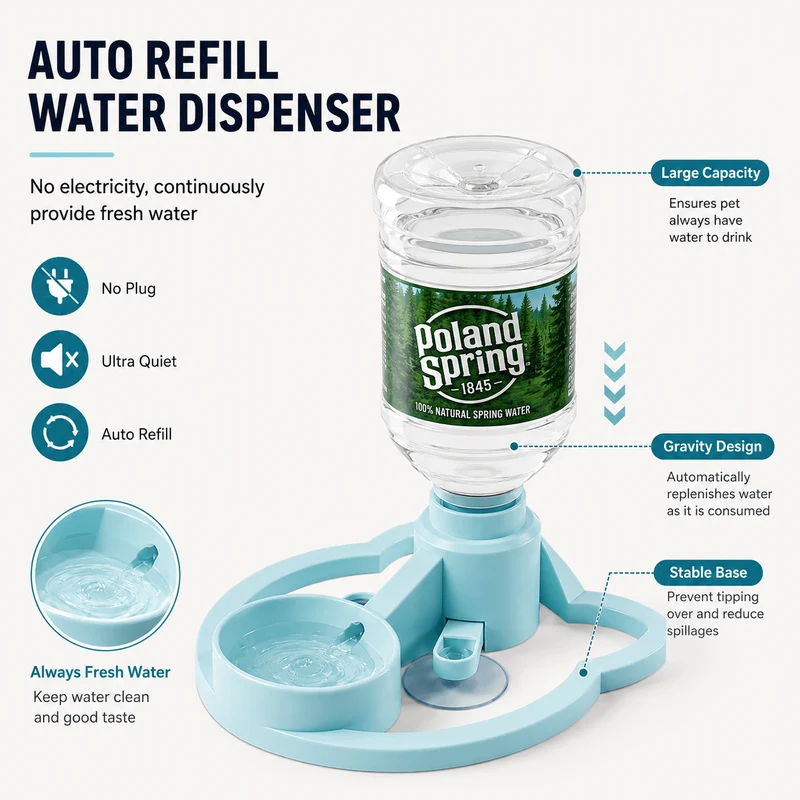 Gravity Pet Water Dispenser— No Electricity Required