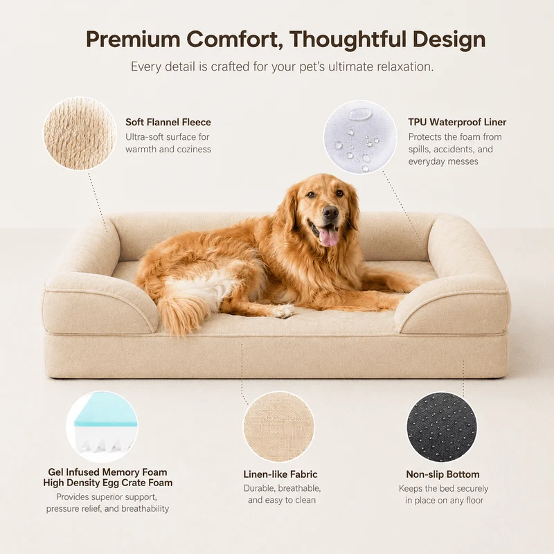 Orthopedic Memory Foam Dog Bed | Waterproof & Washable