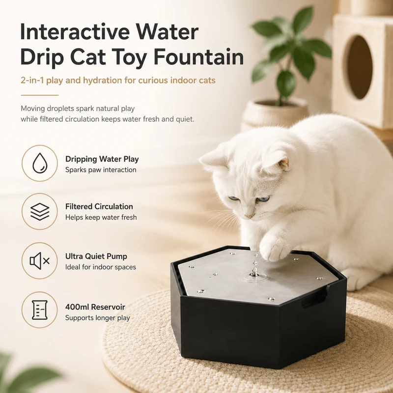 Automatic Interactive Drip Cat Toy Fountain