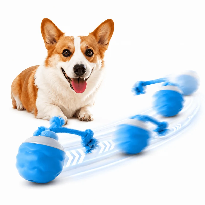 Smart Interactive Dog Ball Toy, Automatic Rolling Rope Toy