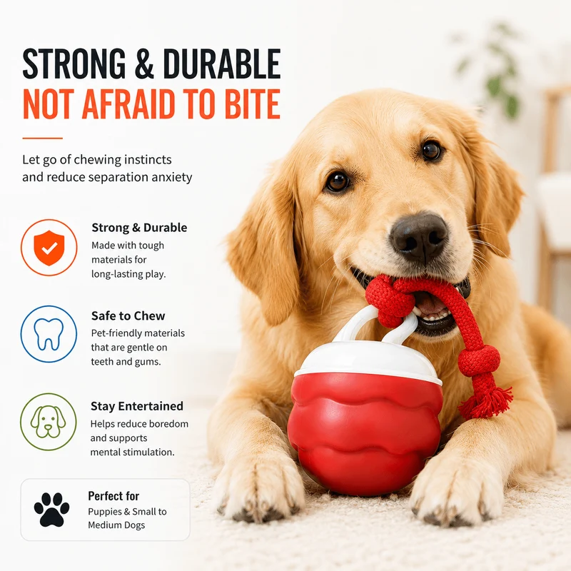 Smart Interactive Dog Ball Toy, Automatic Rolling Rope Toy