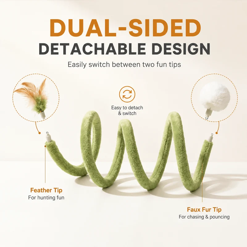 Foldable Spring Cat Tunnel with Interactive Feather Toys