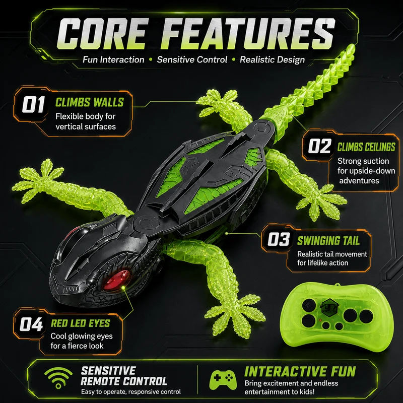 Wall Climbing RC Lizard Toy for Cats