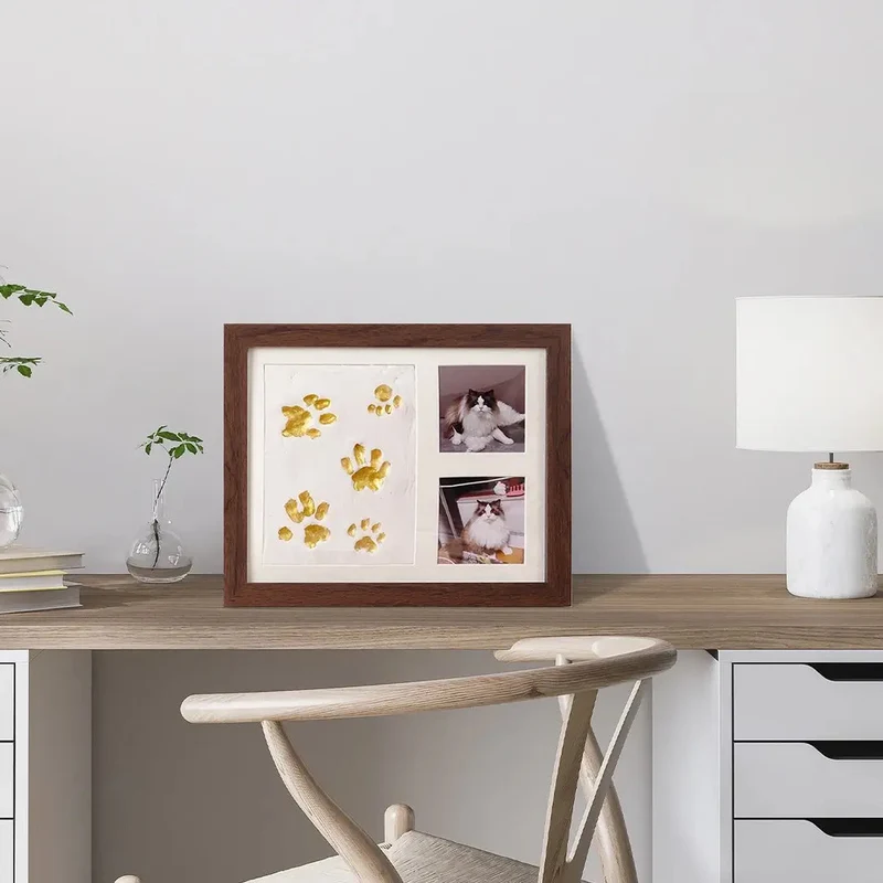 Pet Paw Print Frame Kit – Personalized Pet Memorial Keepsake with Photo Display