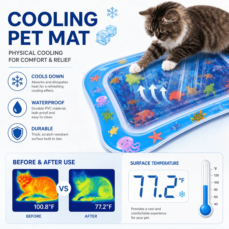 Rectangular Cooling Water Play Mat for Cats