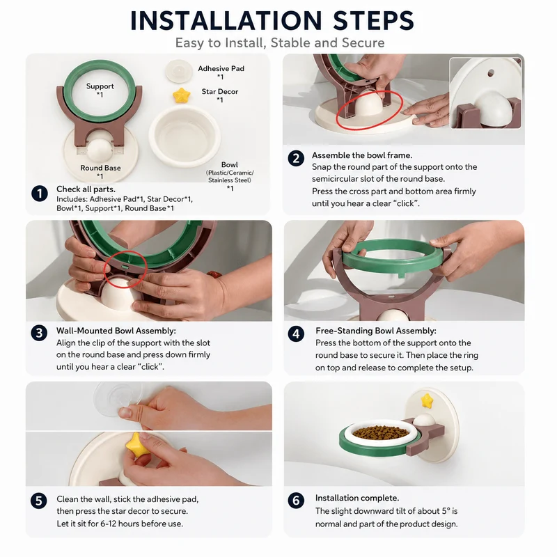 2-in-1 Wall Mounted & Elevated Cat Bowl