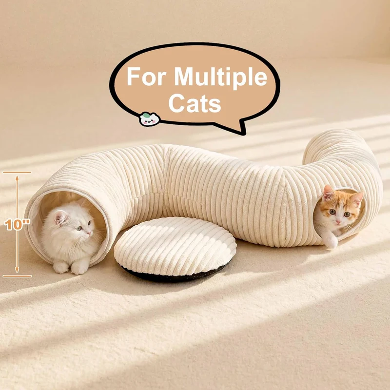 2-in-1 Cat Tunnel Bed – Foldable Cat Cave & Interactive Play Tunnel for Indoor Cats