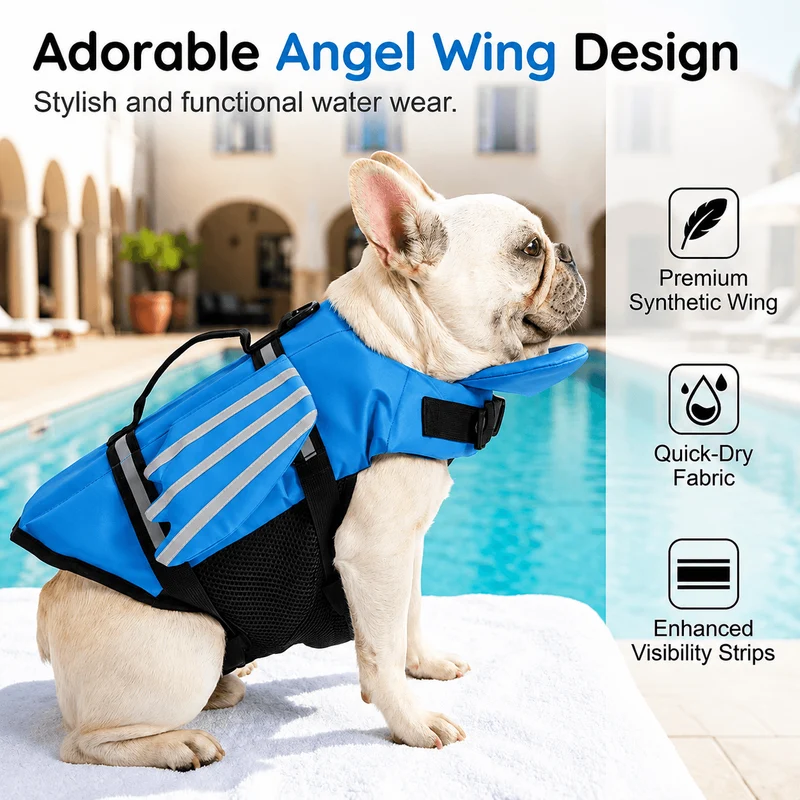 Reflective Angel Wing Dog Life Jacket Quick-Rescue Handle • Breathable Mesh • Reflective Safety