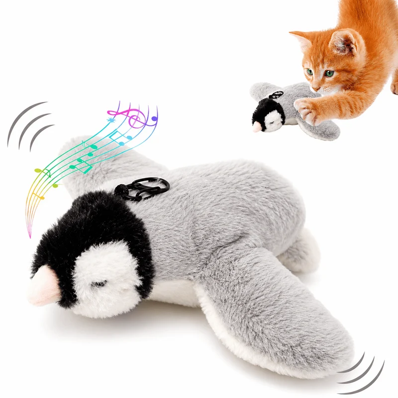 Realistic Chirping Bird Cat Toy with Flapping Wings