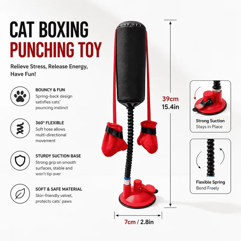 Interactive Cat Boxing Toy – Suction Cup Self-Play Punching Toy for Cats
