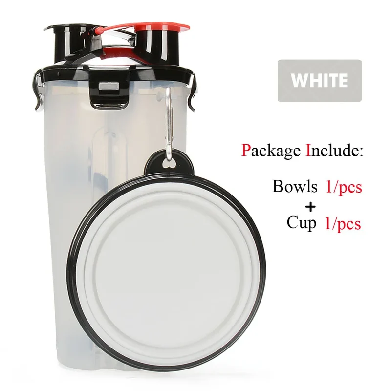 Pet Dog 2 in 1 Bottle Pet Feeder Dog Water Bottle Collapsible Folding Bowl Travel Outdoor Food Water Storage For Cat Dog Bowl