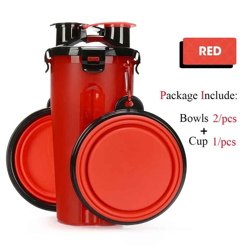 Pet Dog 2 in 1 Bottle Pet Feeder Dog Water Bottle Collapsible Folding Bowl Travel Outdoor Food Water Storage For Cat Dog Bowl