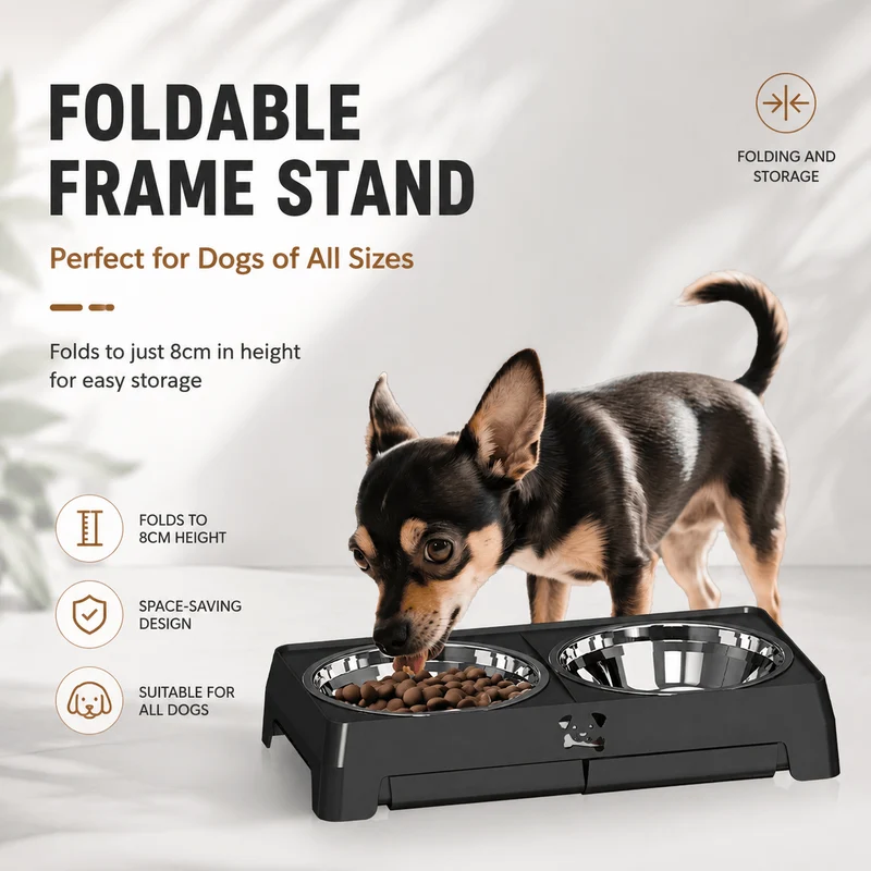5-Height Adjustable Elevated Dog Bowls