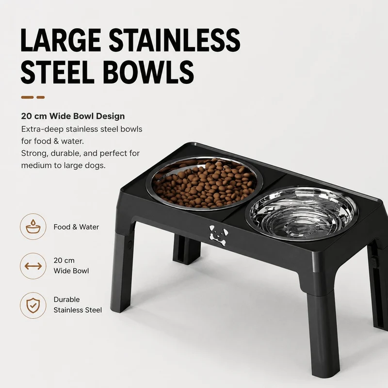 5-Height Adjustable Elevated Dog Bowls