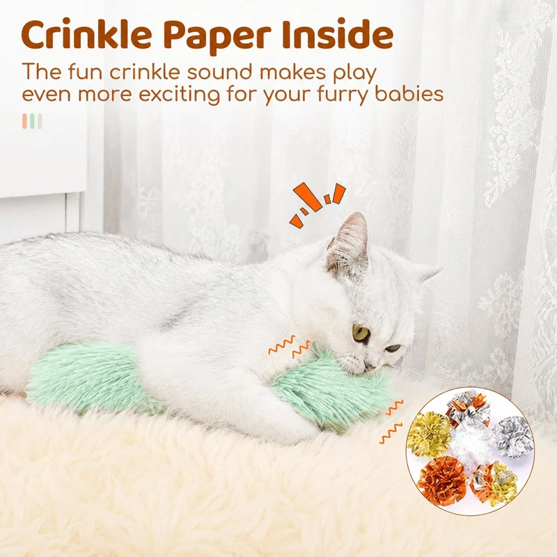 3-Pack Catnip Crinkle Cat Toy Pillows