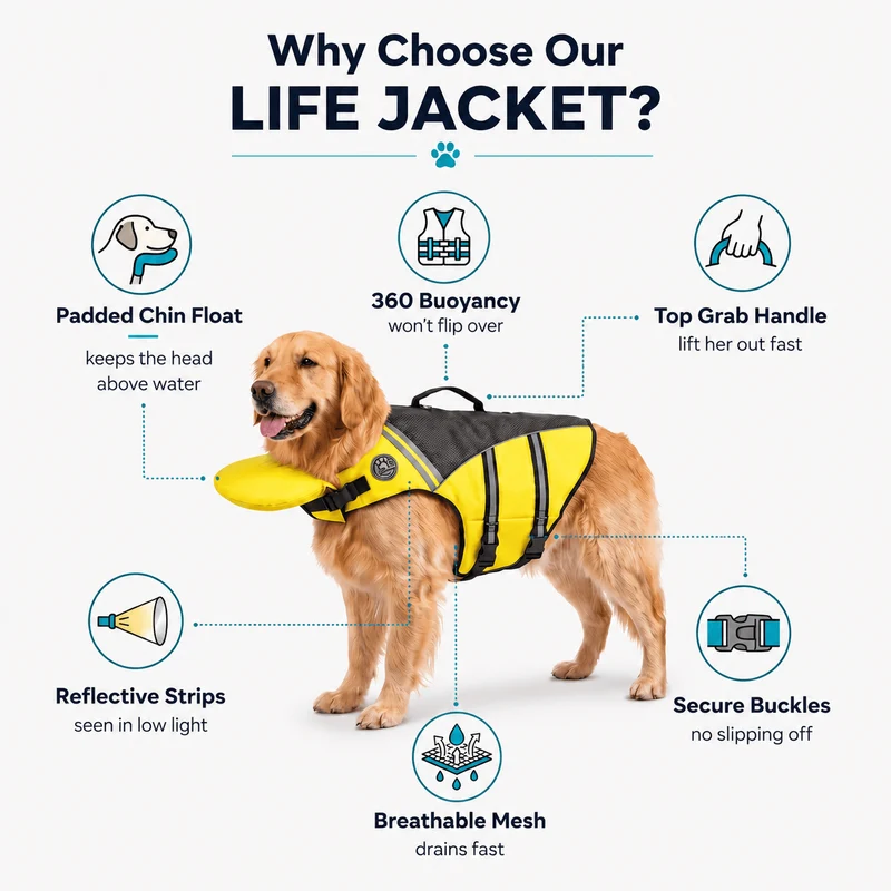 Dog Life Jacket with Head Support