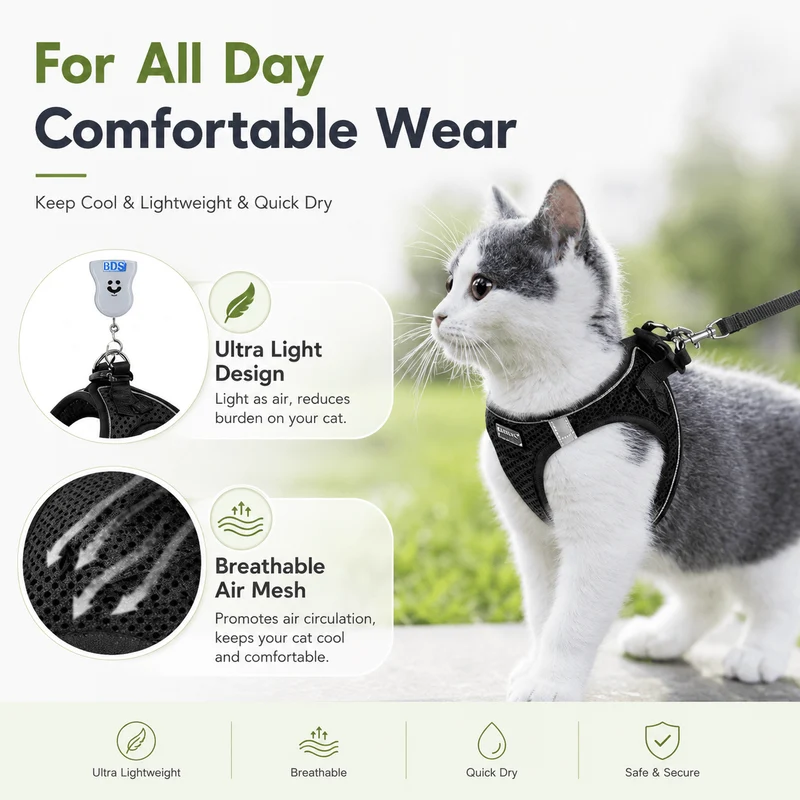 Breathable Adjustable Pet Harness & Leash Set