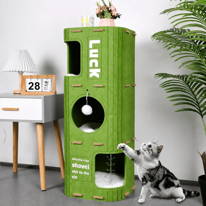 Cat Tree House with Scratcher & Condo