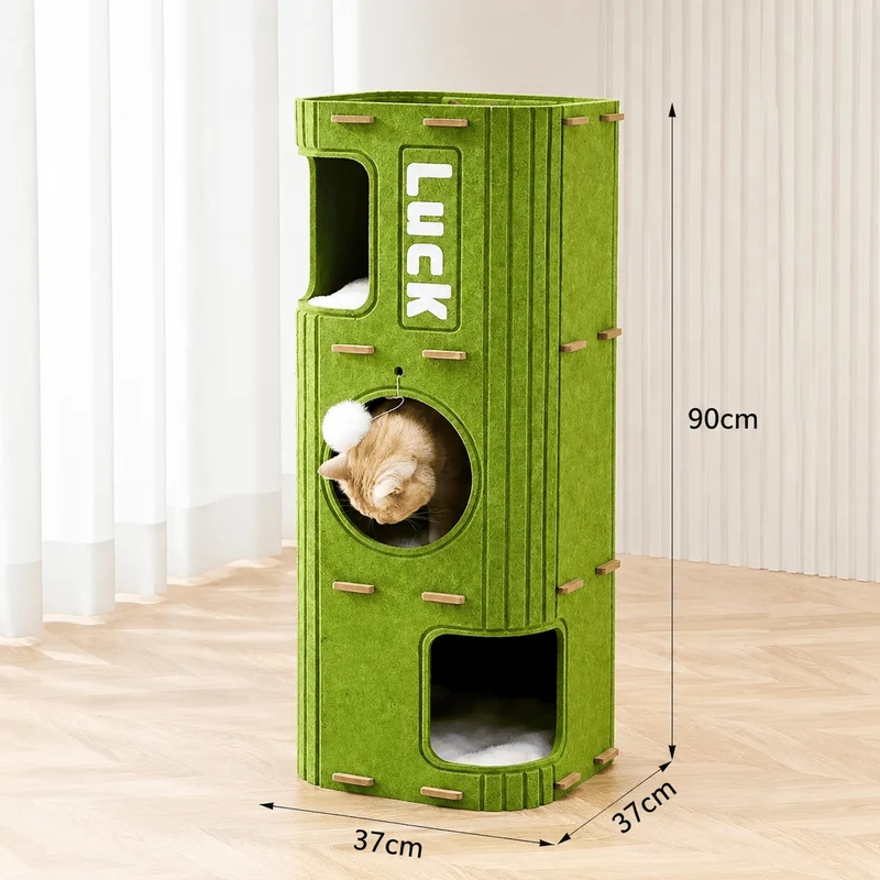 Cat Tree House with Scratcher & Condo