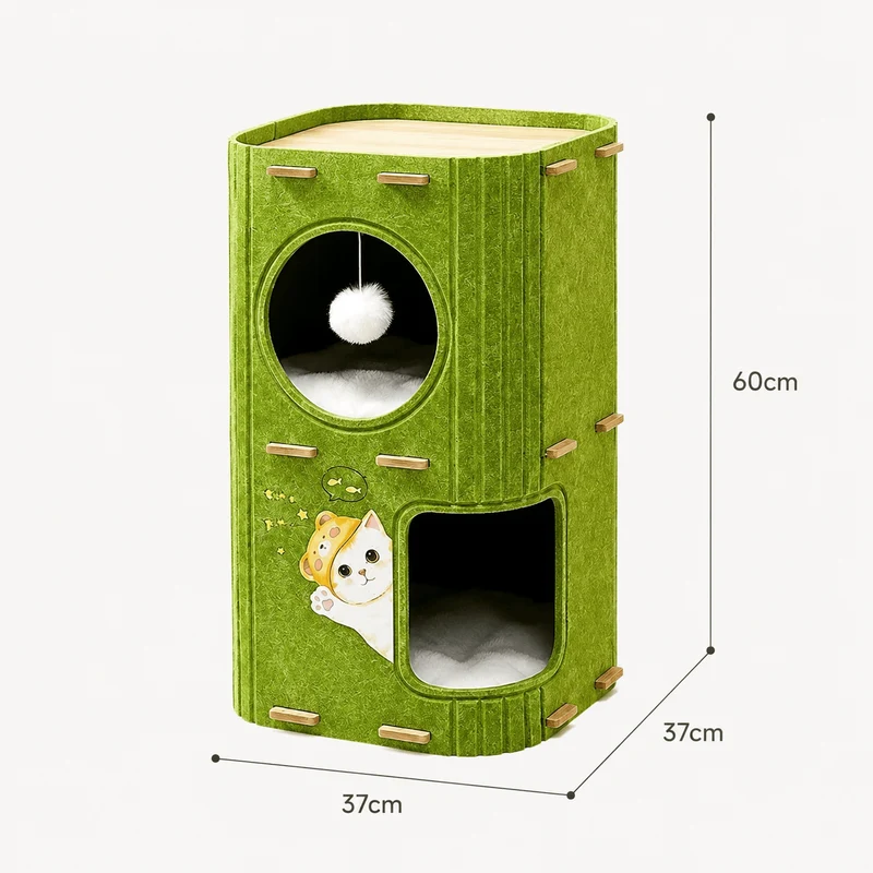 Cat Tree House with Scratcher & Condo