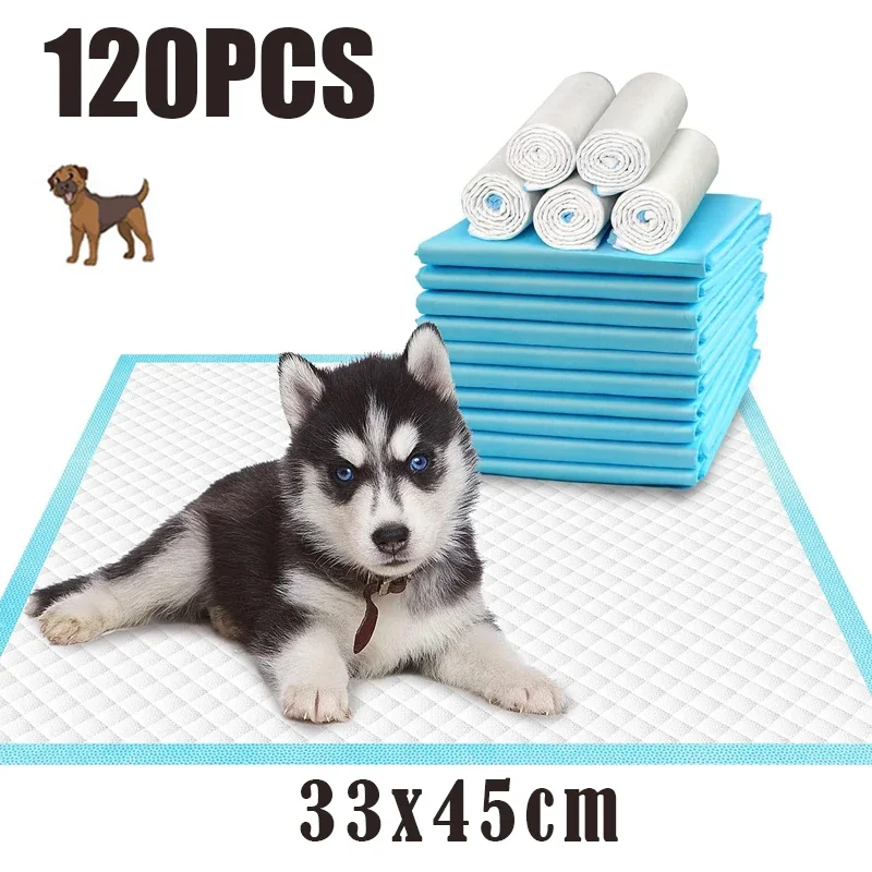 120PCS Thickened Absorbent Dog Puppy Training Pads Pet Disposable Diapers Cat Dog Pee Pads Leak-Proof Pet Urine Mat Quick Dry