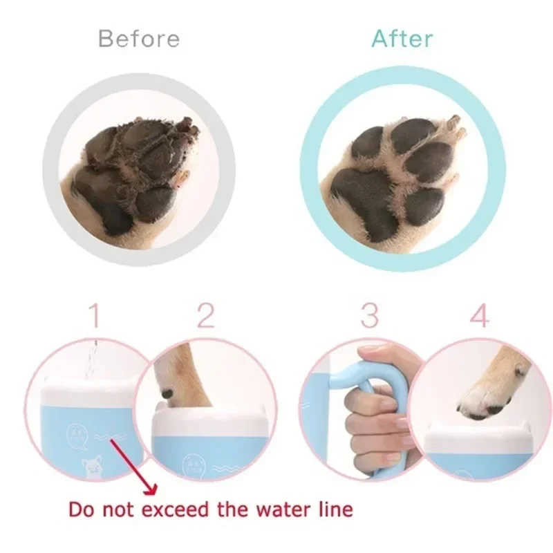 Outdoor portable pet dog paw cleaner cup soft silicone foot washer clean dog paws one click manual quick feet wash cleaner