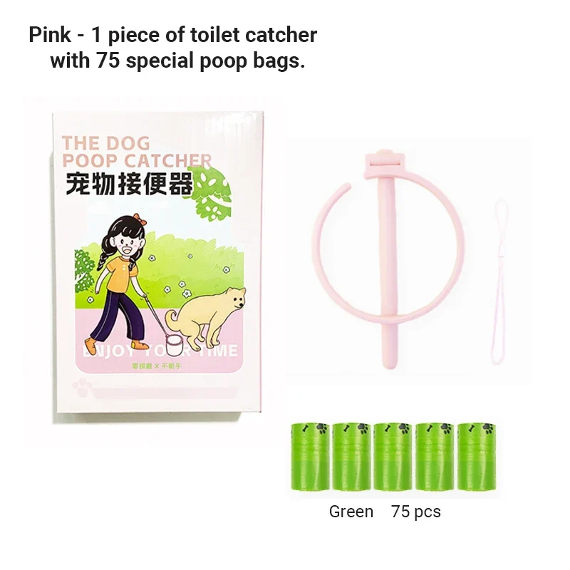 Pet Dog Poop Catcher with Bag Metal Foldable Long Handle Portable Lightweight No Touch Dog Pooper Collector Cleaner Tool Outdoor
